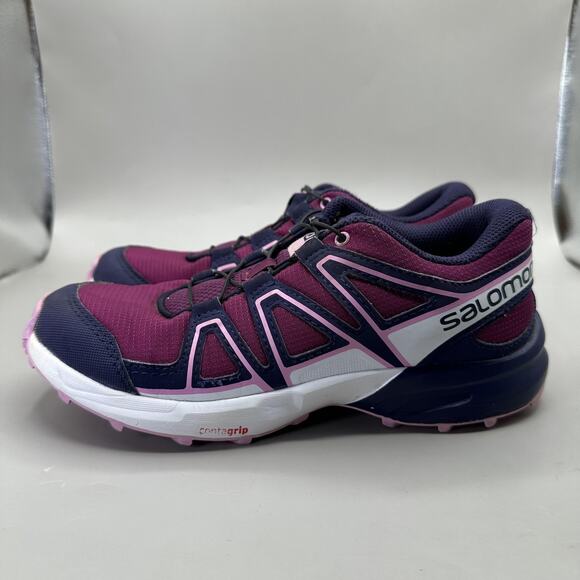 Salomon Speedcross Shoes Sneakers Girls Size 4 Trail Running Contagrip 412888 - Picture 2 of 9